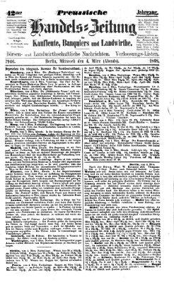 Preußische Handelszeitung Mittwoch 4. März 1868