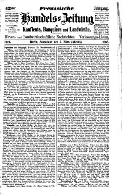 Preußische Handelszeitung Samstag 7. März 1868