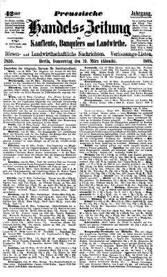 Preußische Handelszeitung Donnerstag 19. März 1868