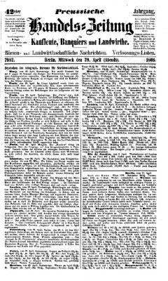 Preußische Handelszeitung Mittwoch 29. April 1868