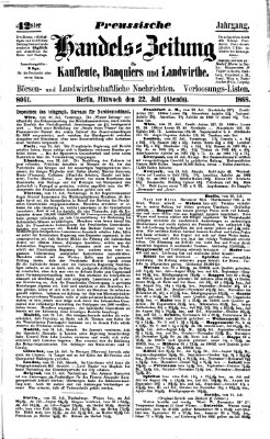 Preußische Handelszeitung Mittwoch 22. Juli 1868