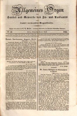 Allgemeines Organ für Handel und Gewerbe und damit verwandte Gegenstände Donnerstag 23. April 1835