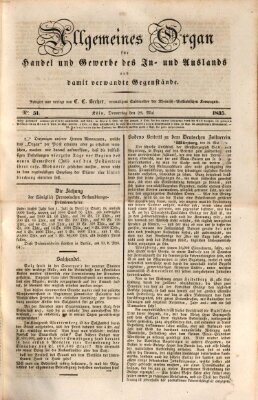 Allgemeines Organ für Handel und Gewerbe und damit verwandte Gegenstände Donnerstag 28. Mai 1835