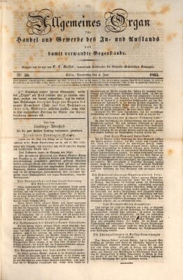 Allgemeines Organ für Handel und Gewerbe und damit verwandte Gegenstände Donnerstag 4. Juni 1835