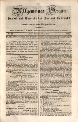 Allgemeines Organ für Handel und Gewerbe und damit verwandte Gegenstände Donnerstag 25. Juni 1835