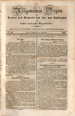 Allgemeines Organ für Handel und Gewerbe und damit verwandte Gegenstände Sonntag 13. September 1835