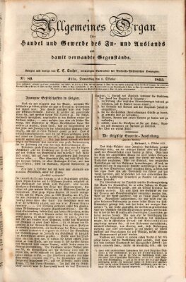 Allgemeines Organ für Handel und Gewerbe und damit verwandte Gegenstände Donnerstag 8. Oktober 1835