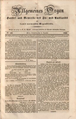 Allgemeines Organ für Handel und Gewerbe und damit verwandte Gegenstände Donnerstag 10. Dezember 1835