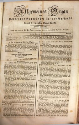 Allgemeines Organ für Handel und Gewerbe und damit verwandte Gegenstände Sonntag 10. Januar 1836