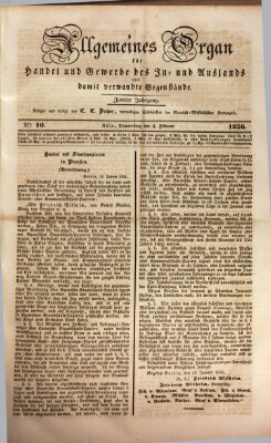 Allgemeines Organ für Handel und Gewerbe und damit verwandte Gegenstände Donnerstag 4. Februar 1836