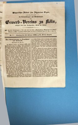 Allgemeines Organ für Handel und Gewerbe und damit verwandte Gegenstände Sonntag 14. Februar 1836