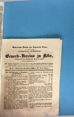 Allgemeines Organ für Handel und Gewerbe und damit verwandte Gegenstände Sonntag 28. Februar 1836