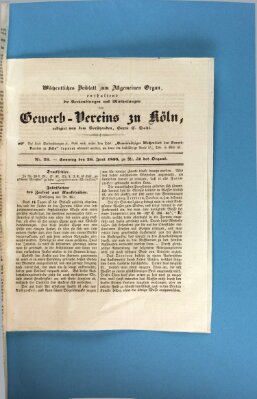 Allgemeines Organ für Handel und Gewerbe und damit verwandte Gegenstände Sonntag 26. Juni 1836