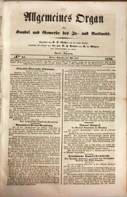 Allgemeines Organ für Handel und Gewerbe und damit verwandte Gegenstände Sonntag 10. Juli 1836