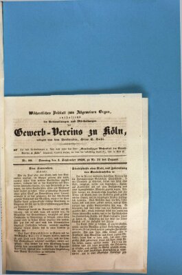 Allgemeines Organ für Handel und Gewerbe und damit verwandte Gegenstände Sonntag 4. September 1836