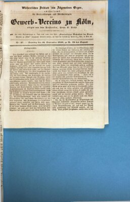 Allgemeines Organ für Handel und Gewerbe und damit verwandte Gegenstände Sonntag 11. September 1836