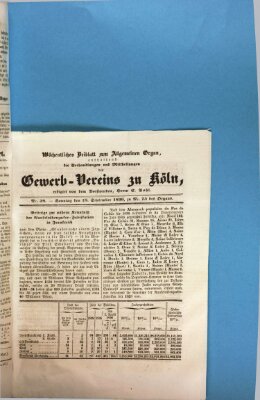 Allgemeines Organ für Handel und Gewerbe und damit verwandte Gegenstände Sonntag 18. September 1836