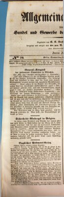 Allgemeines Organ für Handel und Gewerbe und damit verwandte Gegenstände Donnerstag 22. September 1836