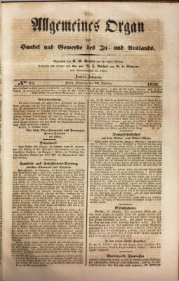 Allgemeines Organ für Handel und Gewerbe und damit verwandte Gegenstände Sonntag 23. Oktober 1836