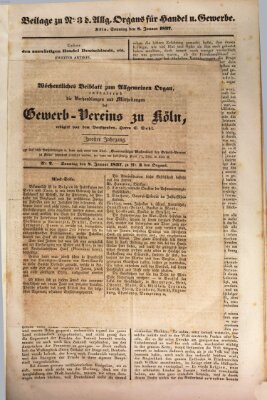 Allgemeines Organ für Handel und Gewerbe und damit verwandte Gegenstände Sonntag 8. Januar 1837