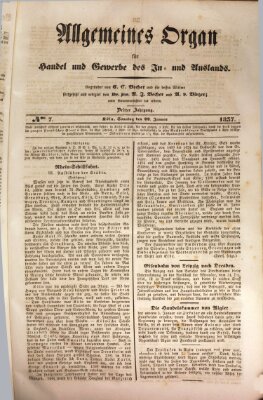 Allgemeines Organ für Handel und Gewerbe und damit verwandte Gegenstände Sonntag 22. Januar 1837