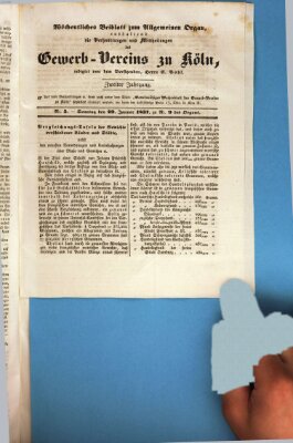 Allgemeines Organ für Handel und Gewerbe und damit verwandte Gegenstände Sonntag 29. Januar 1837