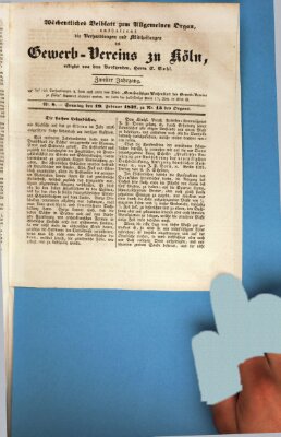 Allgemeines Organ für Handel und Gewerbe und damit verwandte Gegenstände Sonntag 19. Februar 1837