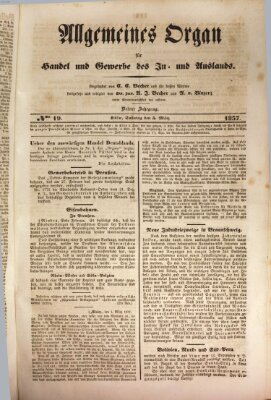 Allgemeines Organ für Handel und Gewerbe und damit verwandte Gegenstände Sonntag 5. März 1837