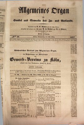 Allgemeines Organ für Handel und Gewerbe und damit verwandte Gegenstände Sonntag 26. März 1837