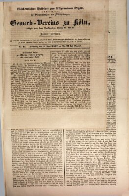 Allgemeines Organ für Handel und Gewerbe und damit verwandte Gegenstände Sonntag 2. April 1837