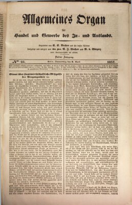 Allgemeines Organ für Handel und Gewerbe und damit verwandte Gegenstände Donnerstag 6. April 1837