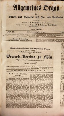 Allgemeines Organ für Handel und Gewerbe und damit verwandte Gegenstände Sonntag 4. Juni 1837