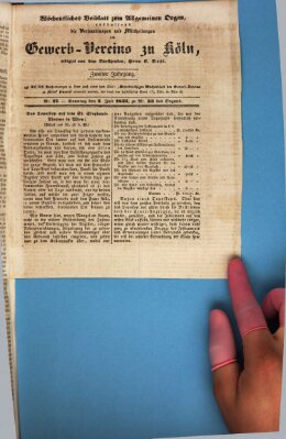 Allgemeines Organ für Handel und Gewerbe und damit verwandte Gegenstände Sonntag 2. Juli 1837