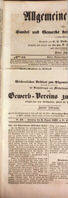 Allgemeines Organ für Handel und Gewerbe und damit verwandte Gegenstände Sonntag 6. August 1837