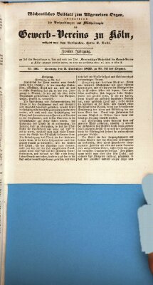 Allgemeines Organ für Handel und Gewerbe und damit verwandte Gegenstände Sonntag 3. September 1837