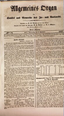 Allgemeines Organ für Handel und Gewerbe und damit verwandte Gegenstände Donnerstag 7. September 1837