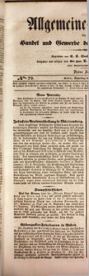 Allgemeines Organ für Handel und Gewerbe und damit verwandte Gegenstände Sonntag 1. Oktober 1837