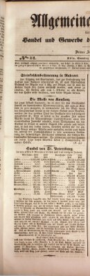 Allgemeines Organ für Handel und Gewerbe und damit verwandte Gegenstände Sonntag 8. Oktober 1837