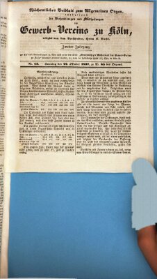 Allgemeines Organ für Handel und Gewerbe und damit verwandte Gegenstände Sonntag 22. Oktober 1837