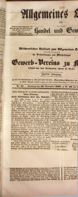 Allgemeines Organ für Handel und Gewerbe und damit verwandte Gegenstände Sonntag 19. November 1837