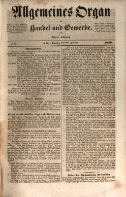 Allgemeines Organ für Handel und Gewerbe und damit verwandte Gegenstände Samstag 20. Januar 1838