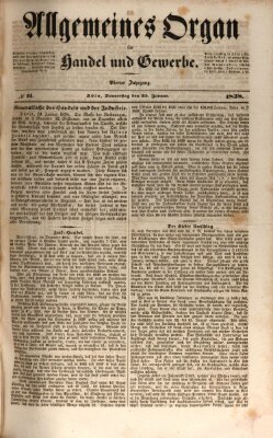 Allgemeines Organ für Handel und Gewerbe und damit verwandte Gegenstände Donnerstag 25. Januar 1838