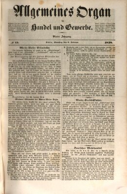 Allgemeines Organ für Handel und Gewerbe und damit verwandte Gegenstände Samstag 3. Februar 1838