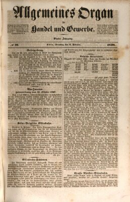 Allgemeines Organ für Handel und Gewerbe und damit verwandte Gegenstände Dienstag 6. Februar 1838