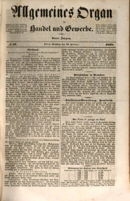 Allgemeines Organ für Handel und Gewerbe und damit verwandte Gegenstände Dienstag 13. Februar 1838