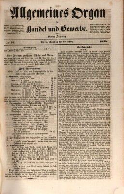 Allgemeines Organ für Handel und Gewerbe und damit verwandte Gegenstände Samstag 24. März 1838