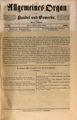 Allgemeines Organ für Handel und Gewerbe und damit verwandte Gegenstände Samstag 7. April 1838