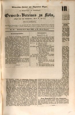 Allgemeines Organ für Handel und Gewerbe und damit verwandte Gegenstände Samstag 7. April 1838