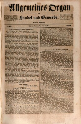 Allgemeines Organ für Handel und Gewerbe und damit verwandte Gegenstände Donnerstag 3. Mai 1838