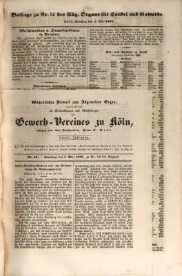 Allgemeines Organ für Handel und Gewerbe und damit verwandte Gegenstände Samstag 5. Mai 1838